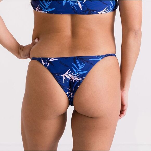 NWT Triangle String Bikini Bottom Blue Palm - Picture 3 of 8